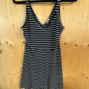 Caution To The Wind Black and White Striped Dress